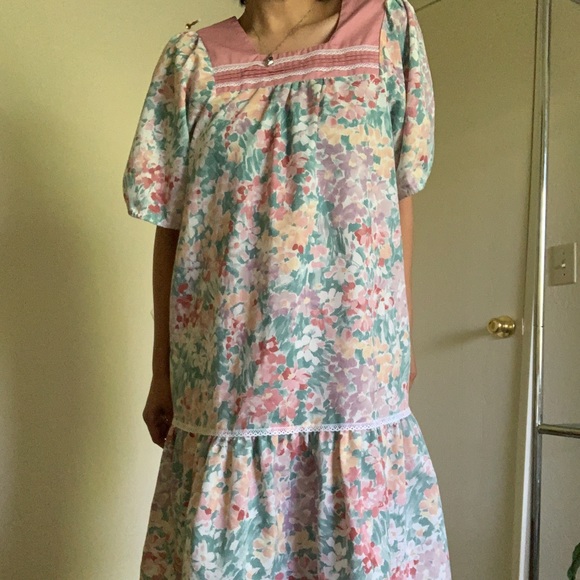 Goodtimes Vintage Floral Nap Dress Midi Length Made in Hawaii Size M/L - Picture 6 of 14